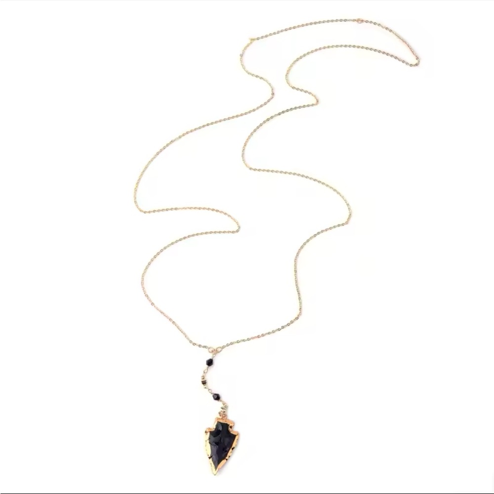 Black Stone Arrowhead Necklace